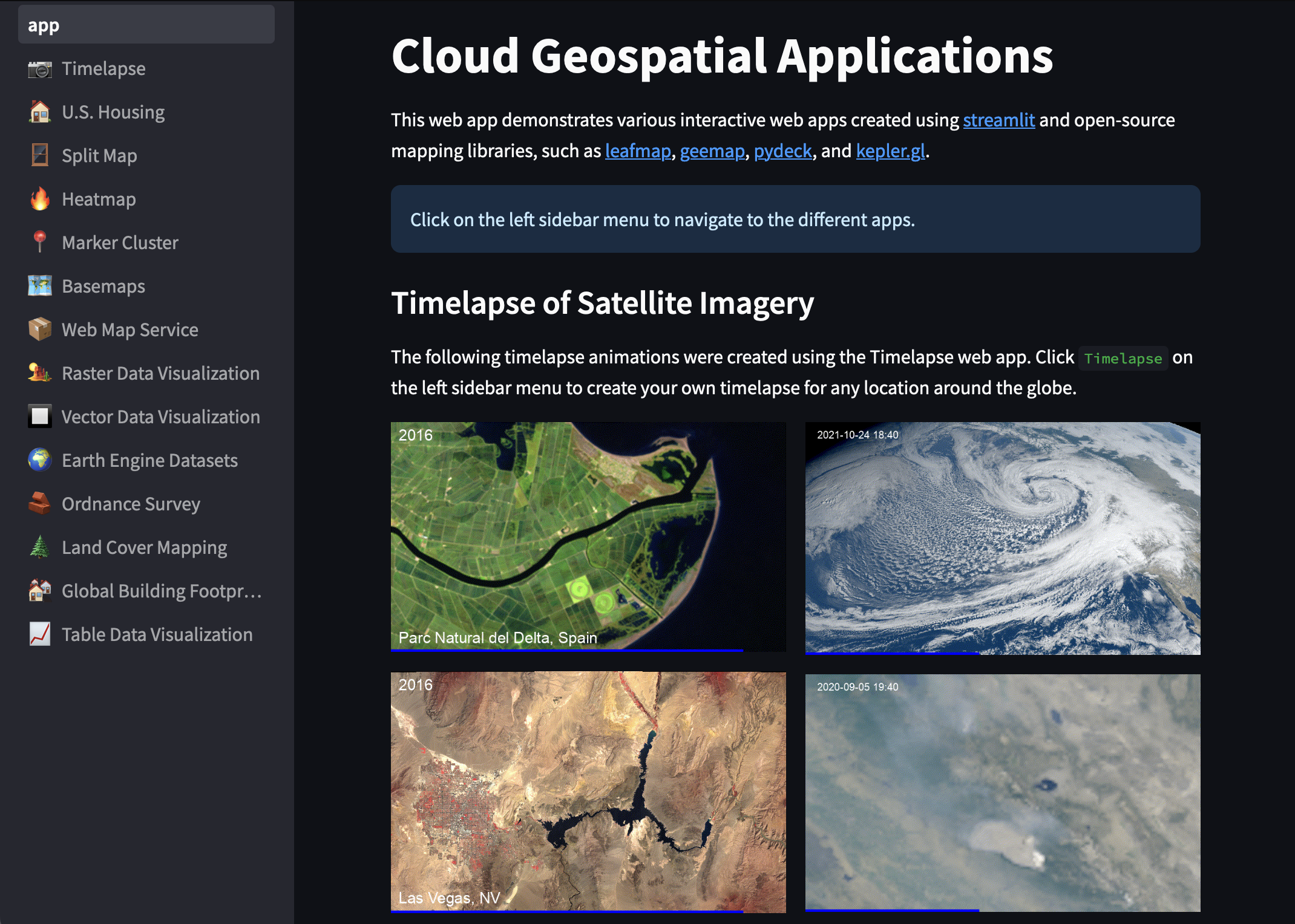 Cloud Geospatial Applications